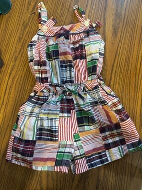 Kelly's Kids Red, Blue and Green Plaid Toddler Romper